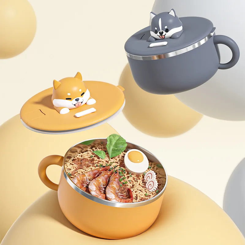Ramen Bowl Lid Stainless Steel Instant Noodle Cooker Fruit Salad Rice