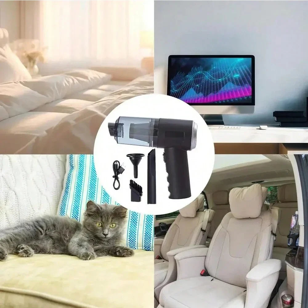 3-in-1 USB Rechargeable Mini Vacuum – Car & Home Cordless