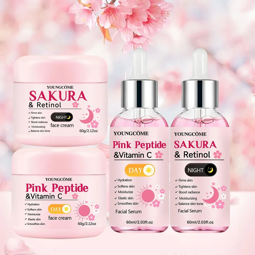 4-Piece Day & Night Skincare Set – Peptide, Vitamin C & Retinol