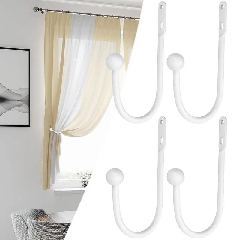 Aluminum Drapery Holdbacks 4pcs – U-Shape Curtain Tiebacks