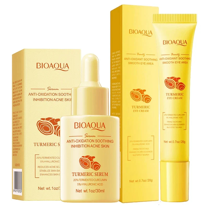 BIOAQUA Turmeric Skin Care Set – Serum, Moisturizer & Eye Cream