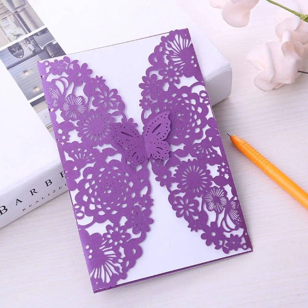 50pcs Laser Cut Hollow Floral Wedding Invitation Cards