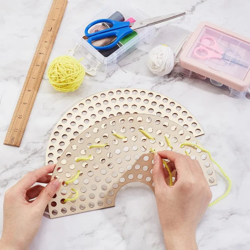 2-Pc Sector Wooden Basket Base | Crochet Bag Bottom 8mm Holes