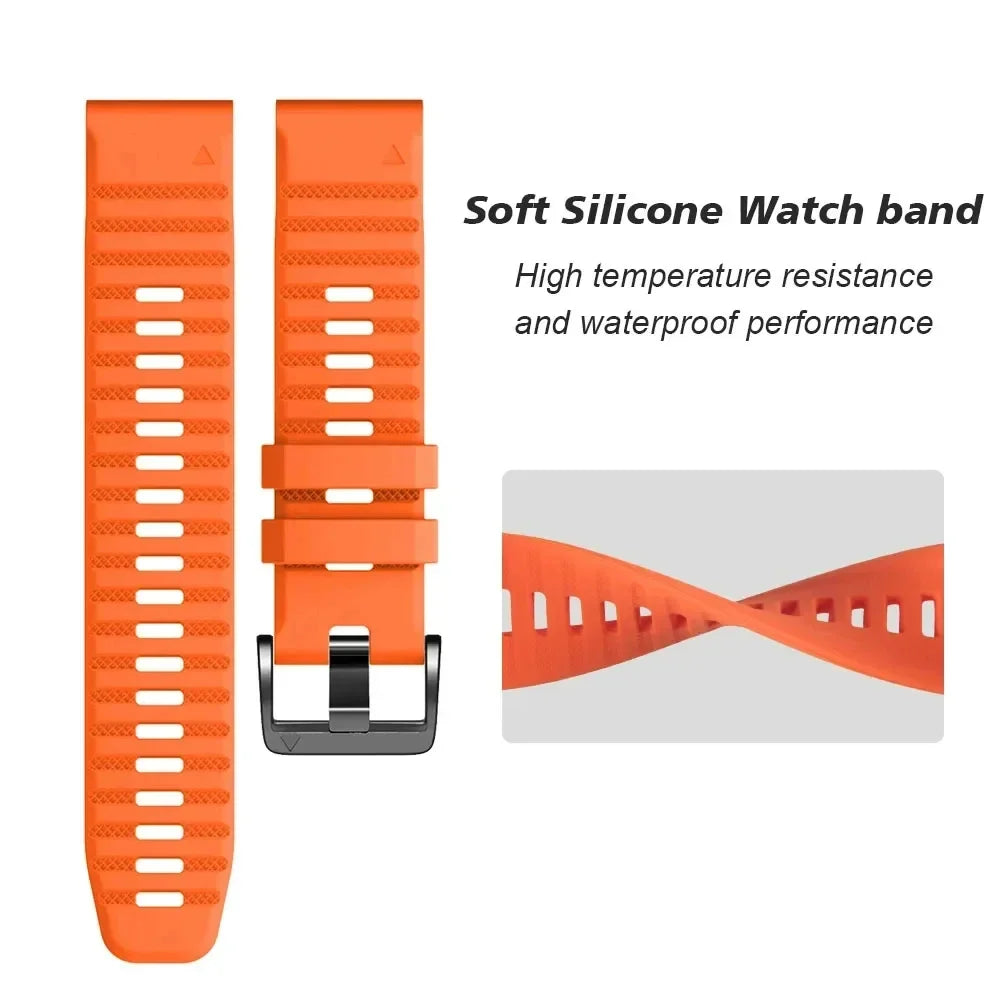 QuickFit Silicone Watch Band for Garmin Fenix 7 6 – 22mm & 26mm