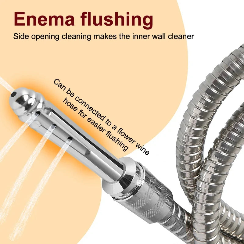 Metal 3 Holes Side Opening Bidet Anal Sprinkler Enema Cleaning Shower
