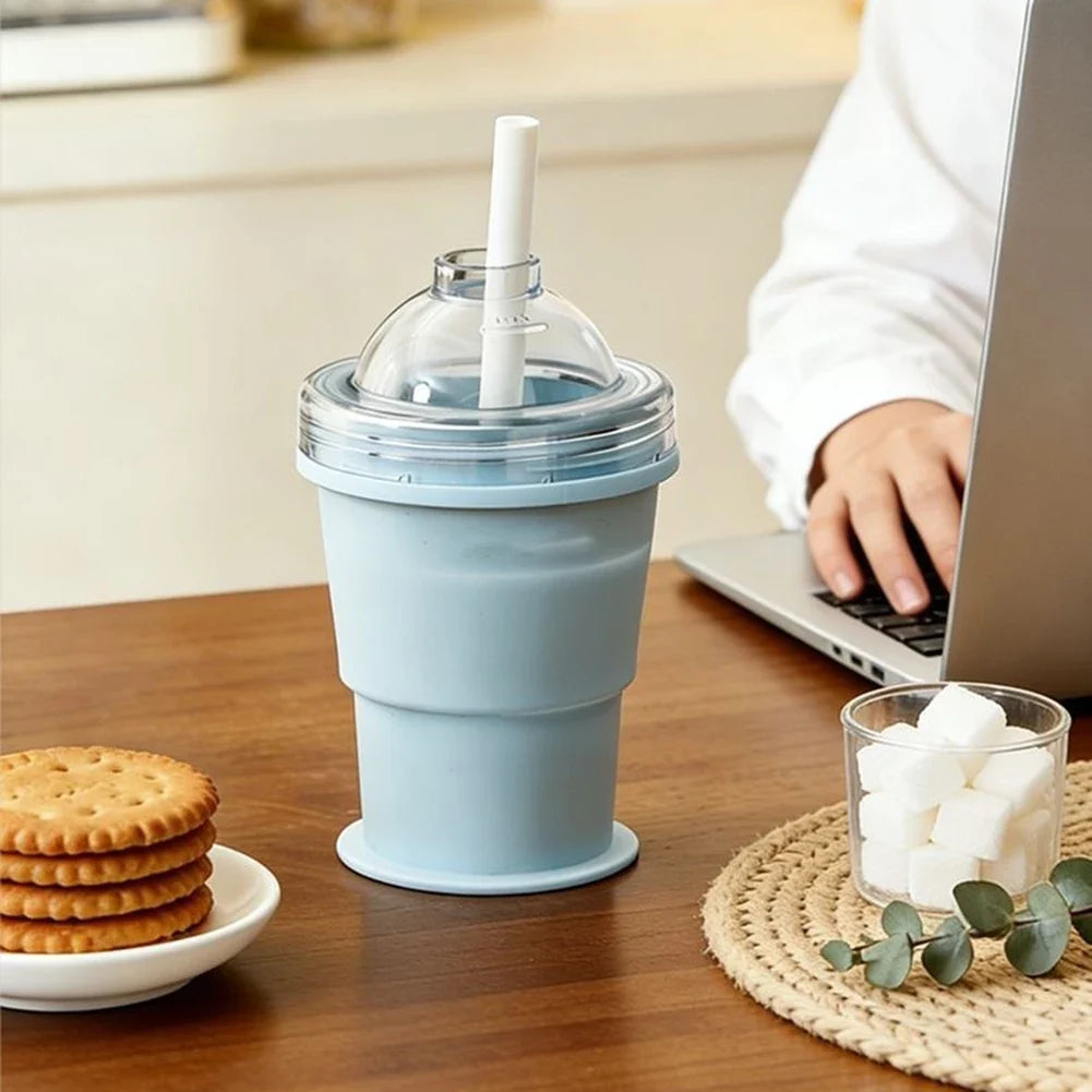 2-in-1 Collapsible Silicone Ice Ball Maker Cup | Foldable Tumbler