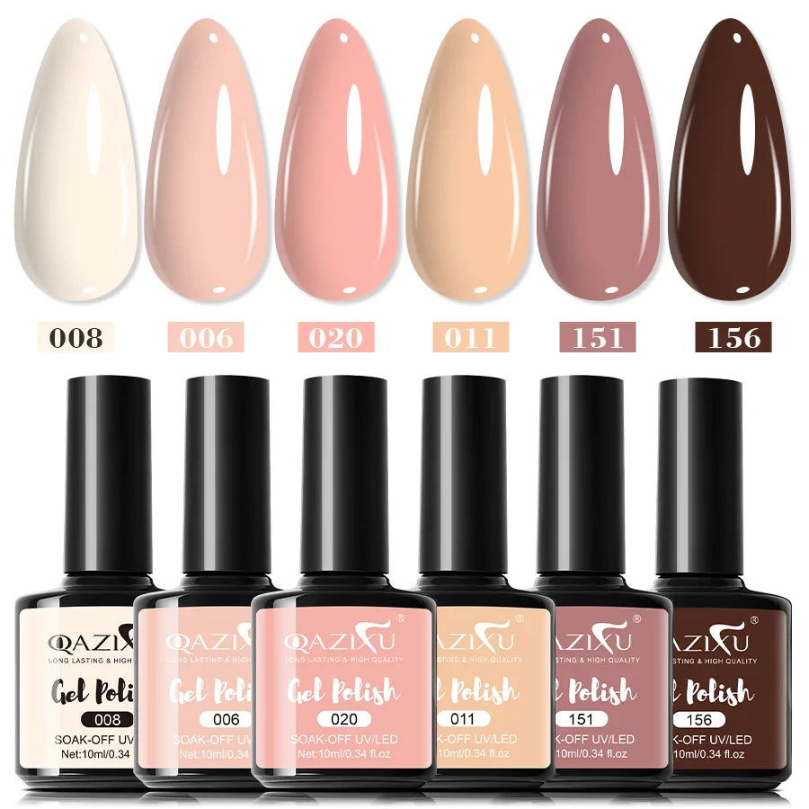 6-Piece Milk Tea Gel Nail Polish Set | UV/LED Soak-Off DIY Kit