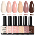 6-Piece Milk Tea Gel Nail Polish Set | UV/LED Soak-Off DIY Kit