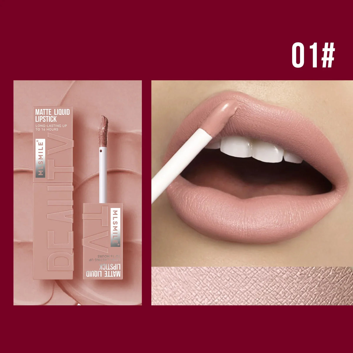 MLSMILE 6-Color Liquid Matte Lipstick – Velvet Satin Gloss