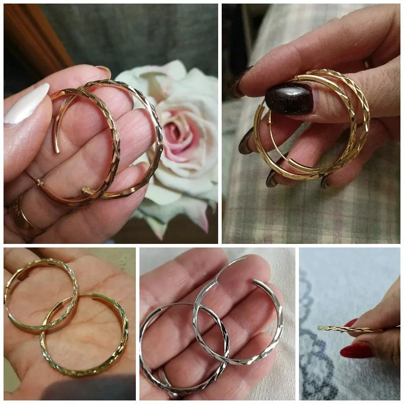 Huitan Gold Hoop Earrings – Classic Geometric Women's Jewelry