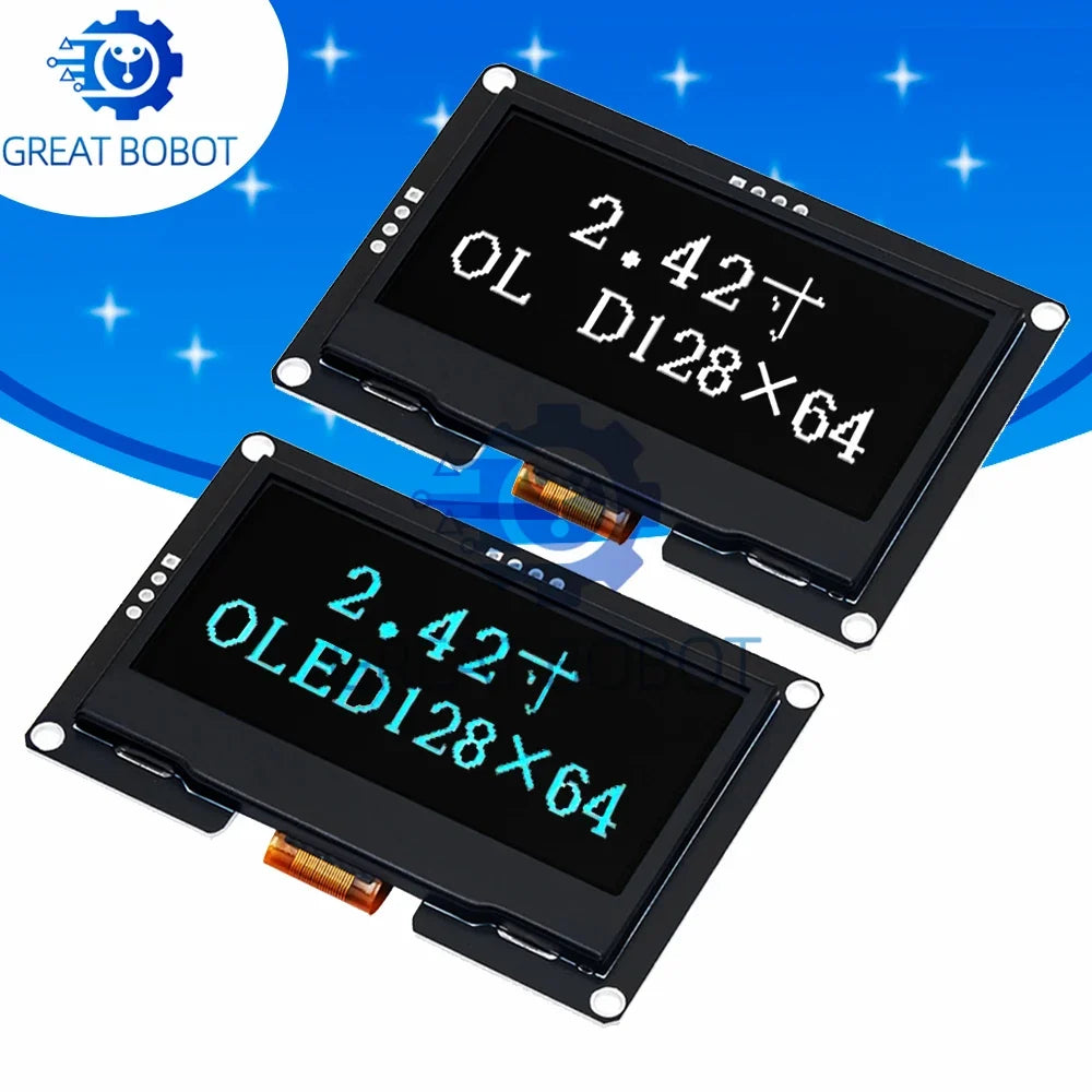 2.42" 128x64 OLED Display Module – I2C & SPI, White/Blue