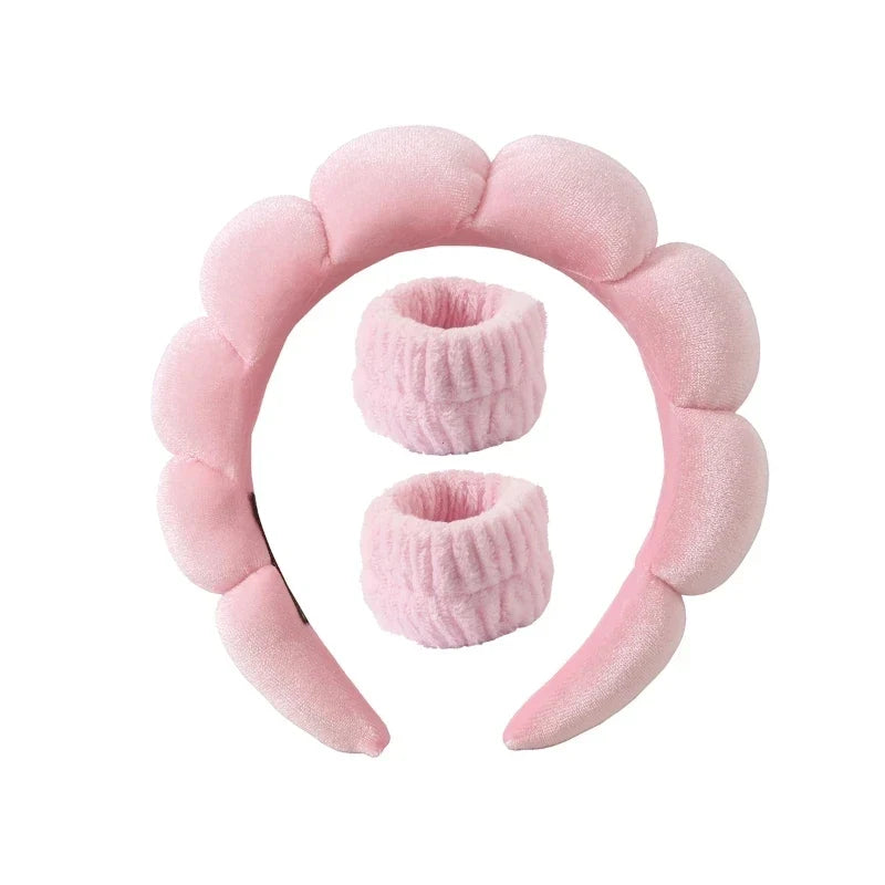 Fashion Microfiber Washing Wristbands Scrunchies Puffy Headband Spa
