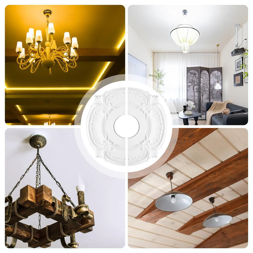 Split Ceiling Medallion – 12" PU Lamp Shade Trim Cover Ring