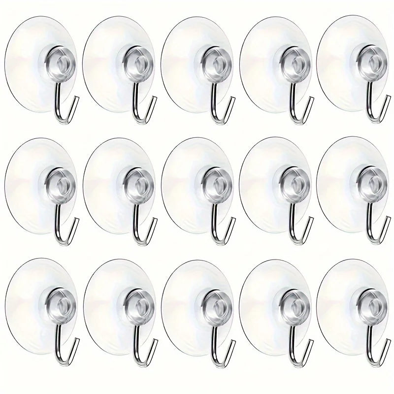 Clear Suction Cup Hooks with Metal Hook – Kitchen & Bathroom