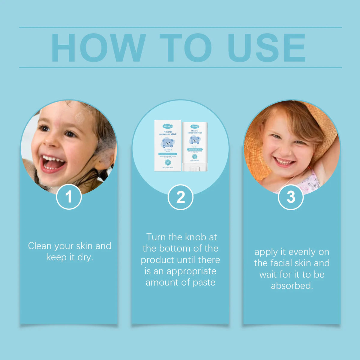 Wiieey Kids SPF 50+ Sunscreen Stick – Gentle UVA/UVB Protection