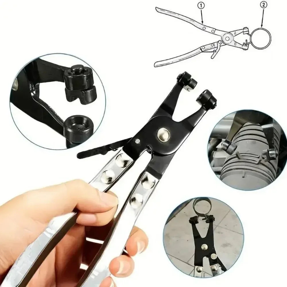 Hose Clamp Pliers 360° Swivel Jaw – Flat-Band & Ring-Type