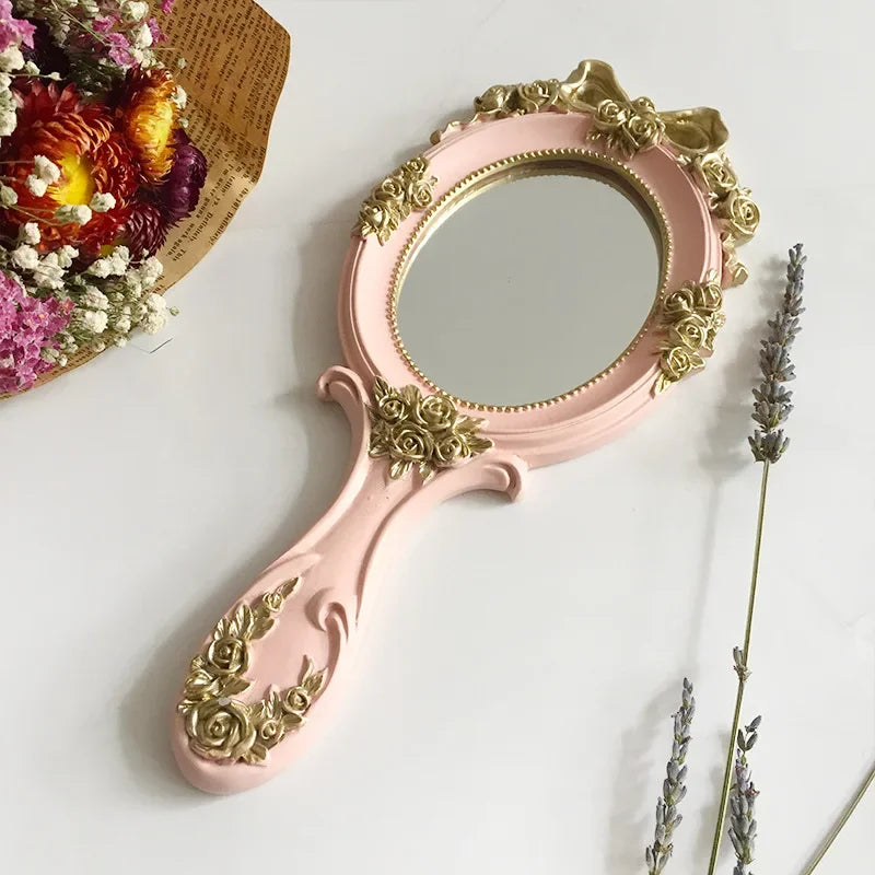 Vintage Handheld Makeup Mirror – Cute Resin Vanity Gift Mirror