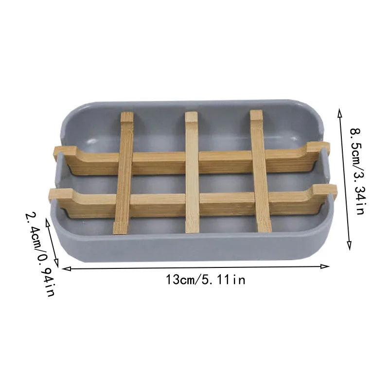 Bamboo Wooden Soap Dish Bathroom Rack Shower Sink Deck Bathtub Tray
