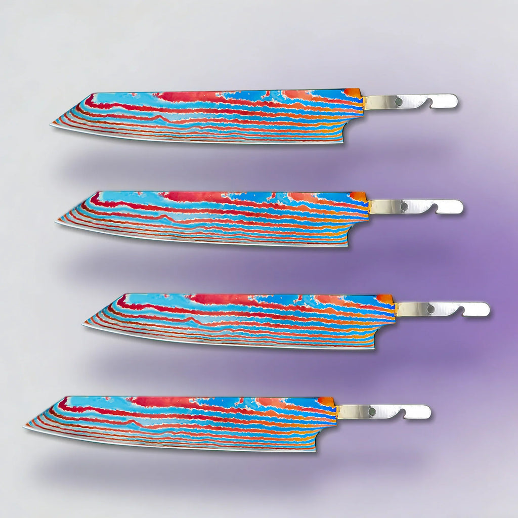 Kiritsuke Chef Knife Blade Set – Titanium Damascus Steel DIY