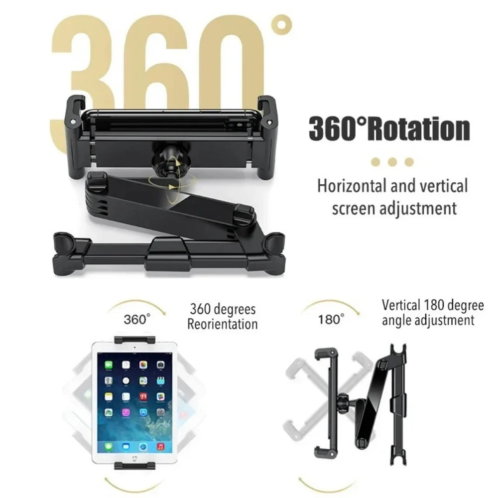 Universal Car Headrest Tablet Holder | 4–13" Backseat Mount