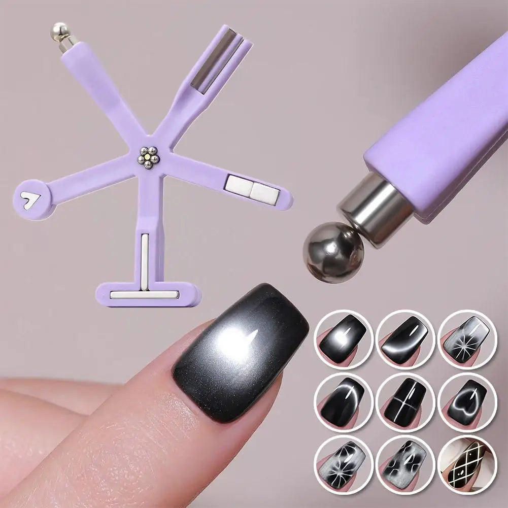 8-in-1 Cat Eye Nail Magnet – Heart, Flower & Starfish Designs
