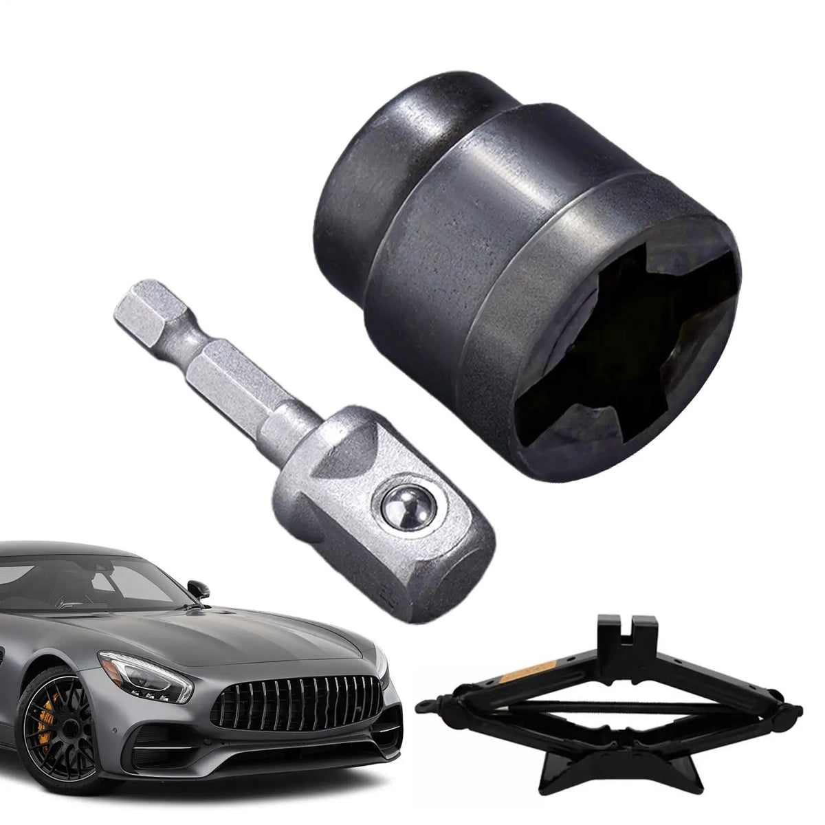 Universal Scissor Car Jack Adapter | Heavy-Duty Drill Socket