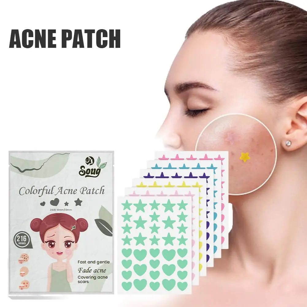 216-Pack Invisible Pimple Patches – Colorful Acne Spot Stickers