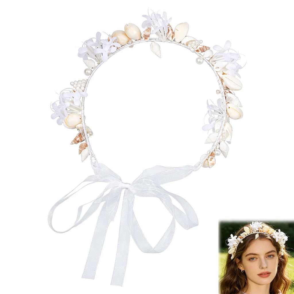 Handmade Shell Flower Hairband | Bridal Seashell Headpiece