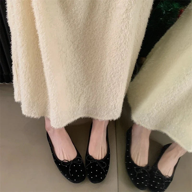 Vintage Suede Women's Ballet Flats – Slip-On Round Toe Shoes