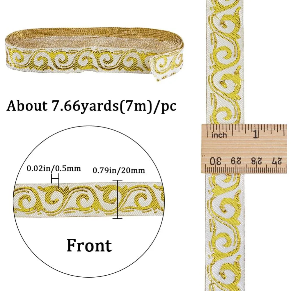Floral Jacquard Embroidery Ribbon 3/4" – Lemon Chiffon Trim