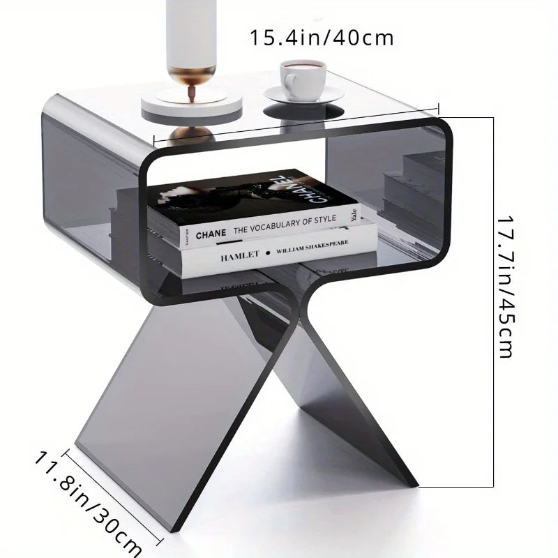 Modern Transparent Acrylic Bedside Table – Narrow Side End Table