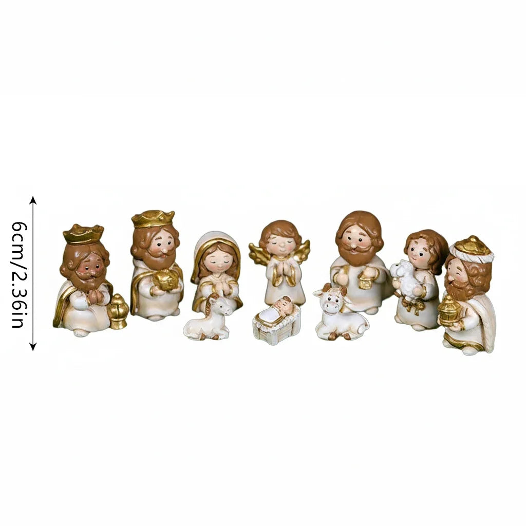 Cartoon Nativity Scene Figurine Set | Christmas Manger Decor