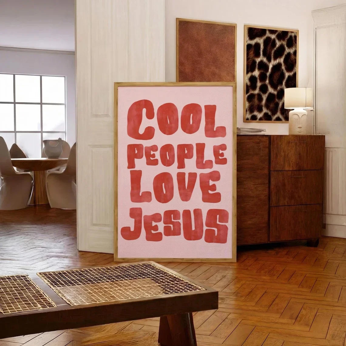 "Cool People Love Jesus" Christian Quote Canvas Wall Art