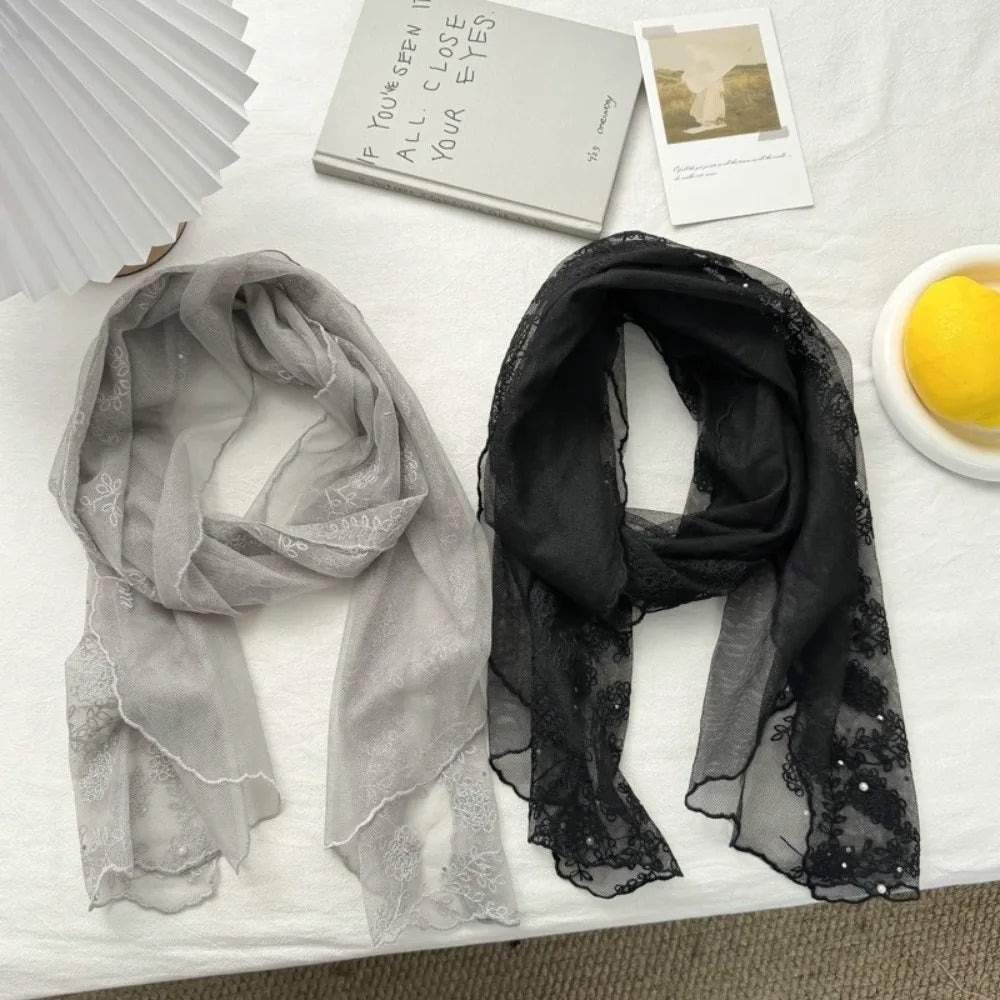 Retro Lace Embroidered Floral Long Scarf & Neckerchief Women