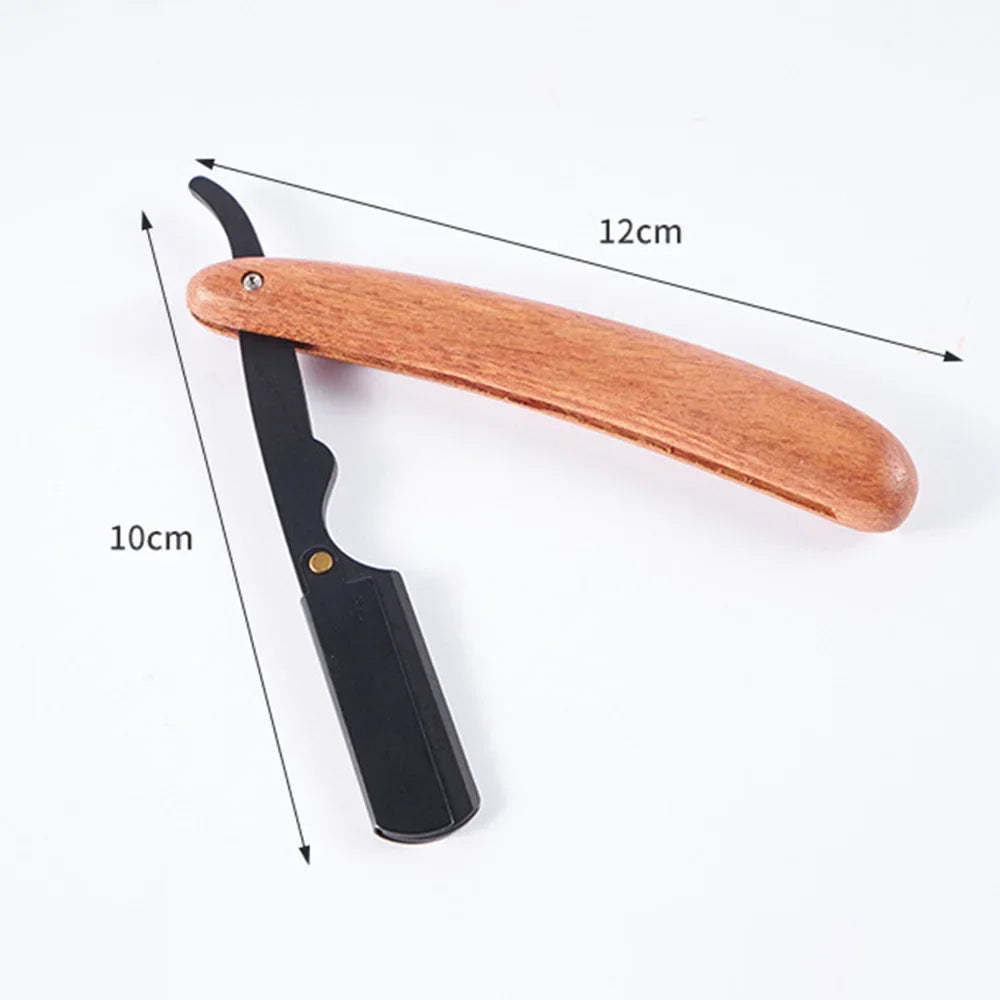 Rosewood Folding Beard Shaver – Portable Stainless Steel Razor