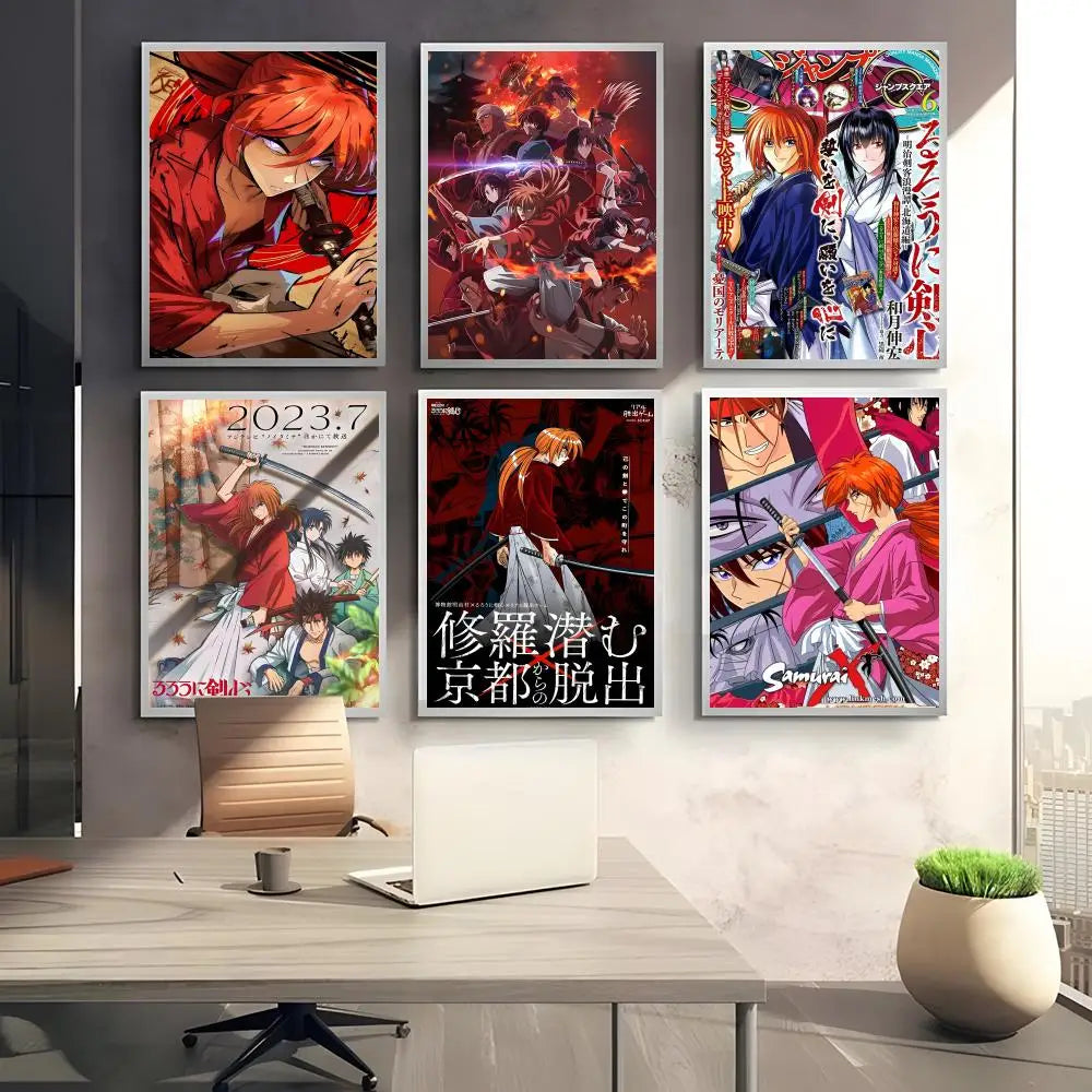 Rurouni Kenshin Anime Poster Self-Adhesive Wall Art Sticker
