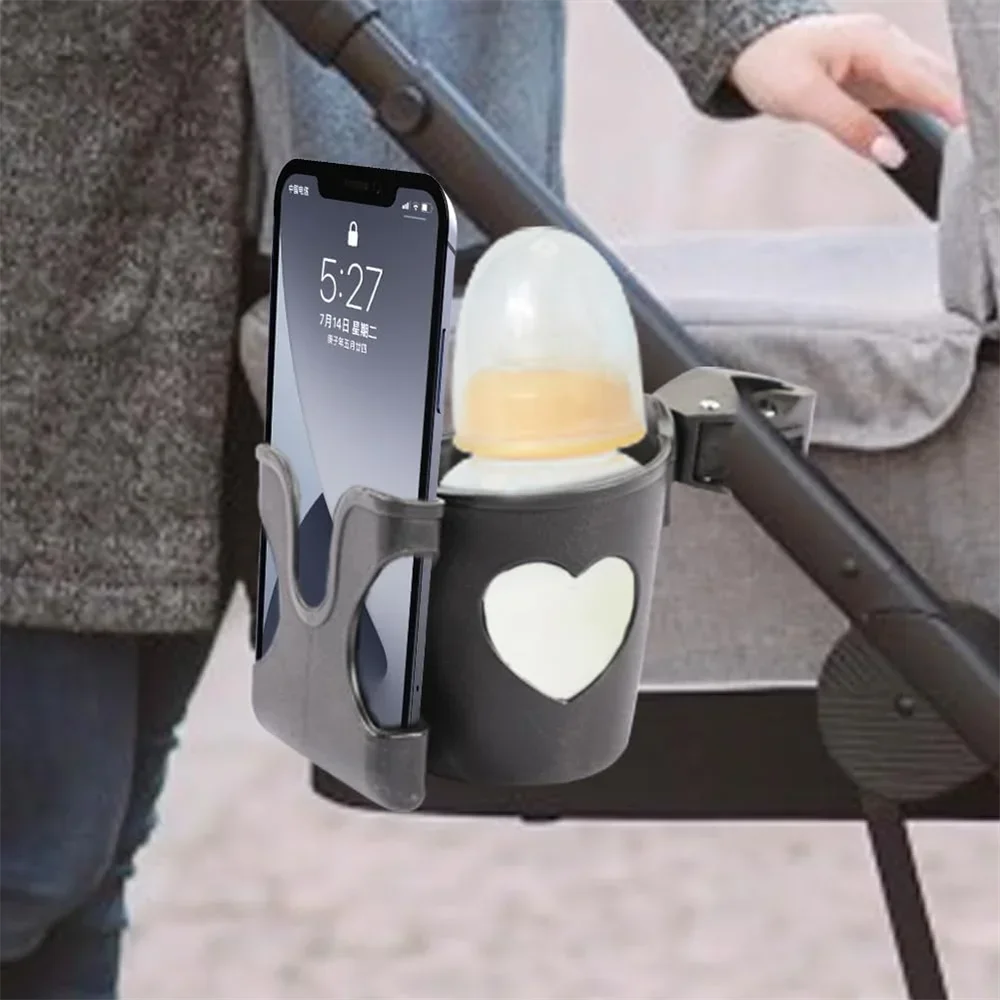 Baby Stroller Cup Stand 2-in-1 Bottle Phone Wheelchair Accessories