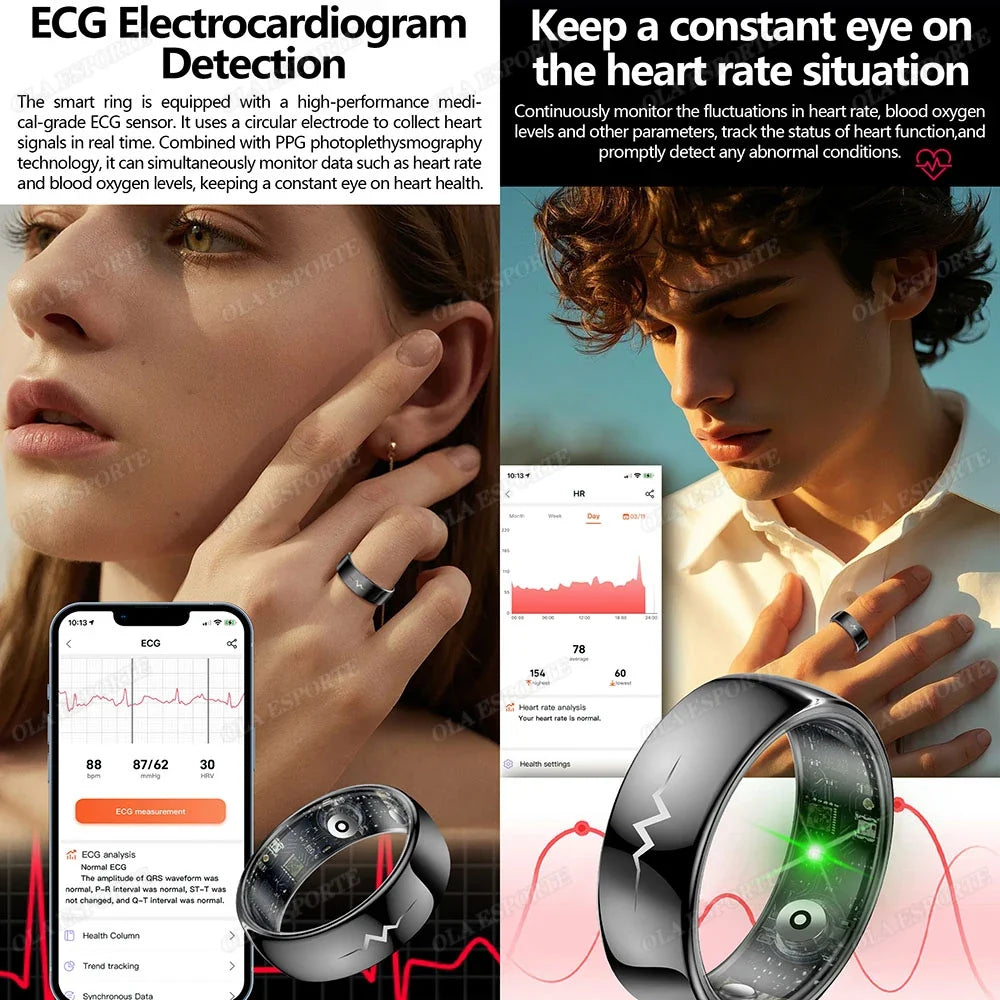 Women Smart Ring ECG Gps Tracker Smartring Men Blood Pressure Health