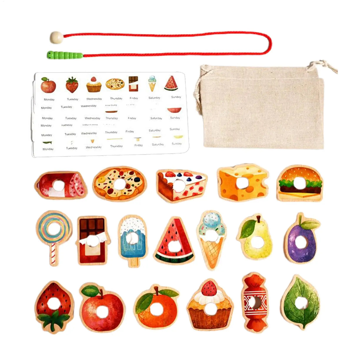 Wooden Threading Beads Toy – Toddler Sorting & Learning Set
