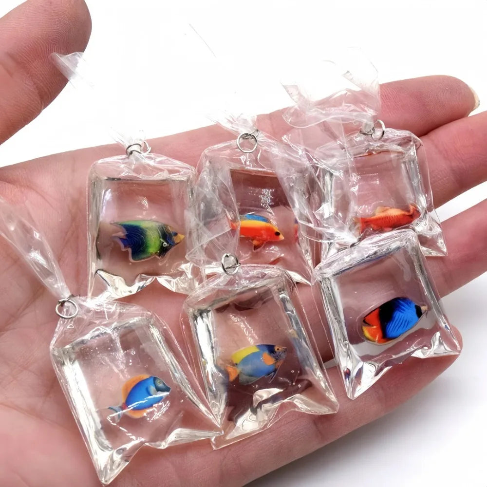 5-Pack Resin Goldfish Water Bag Charms for DIY Jewelry & Keychains