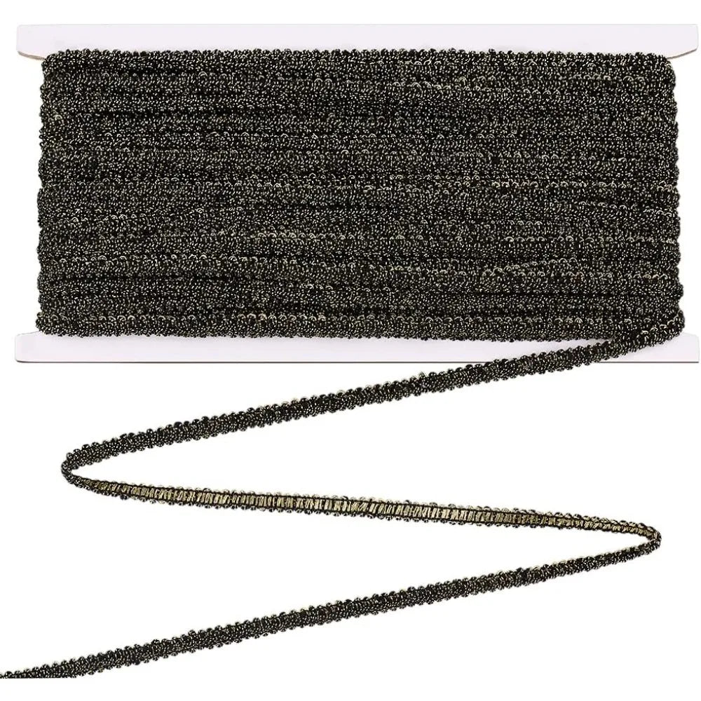 Black Centipede Ribbon 25M | 7.5mm Polyester Trim for Sewing