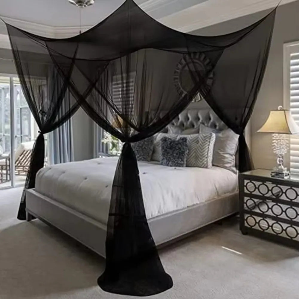 4-Corner Bed Canopy Mosquito Net | Breathable Square Bed Tent