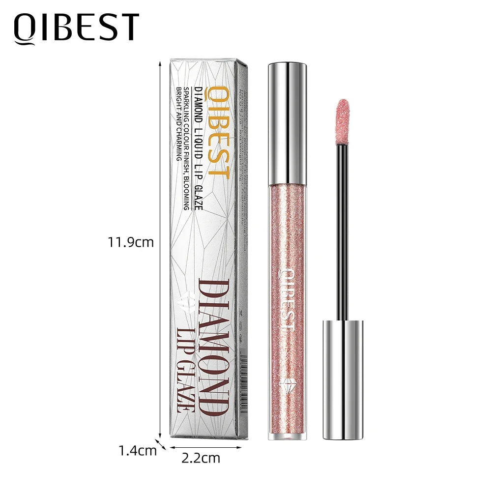 QiBest Diamond Glitter Lip Gloss – Waterproof Pearl Shimmer