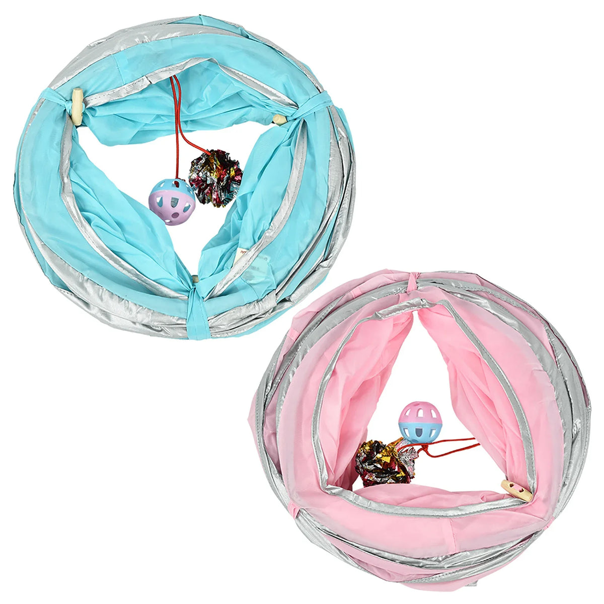 Folding Cat Tunnel Crinkle Kitten Play Pet Ball Hole Dogs Animals