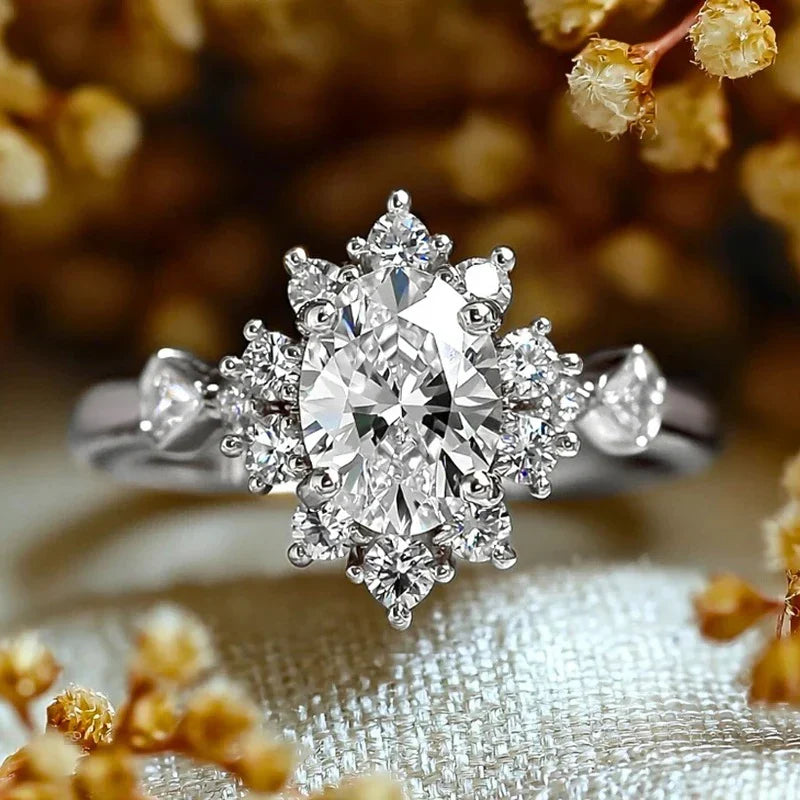 Huitan Dazzling CZ Ring for Women – Trendy Engagement Band