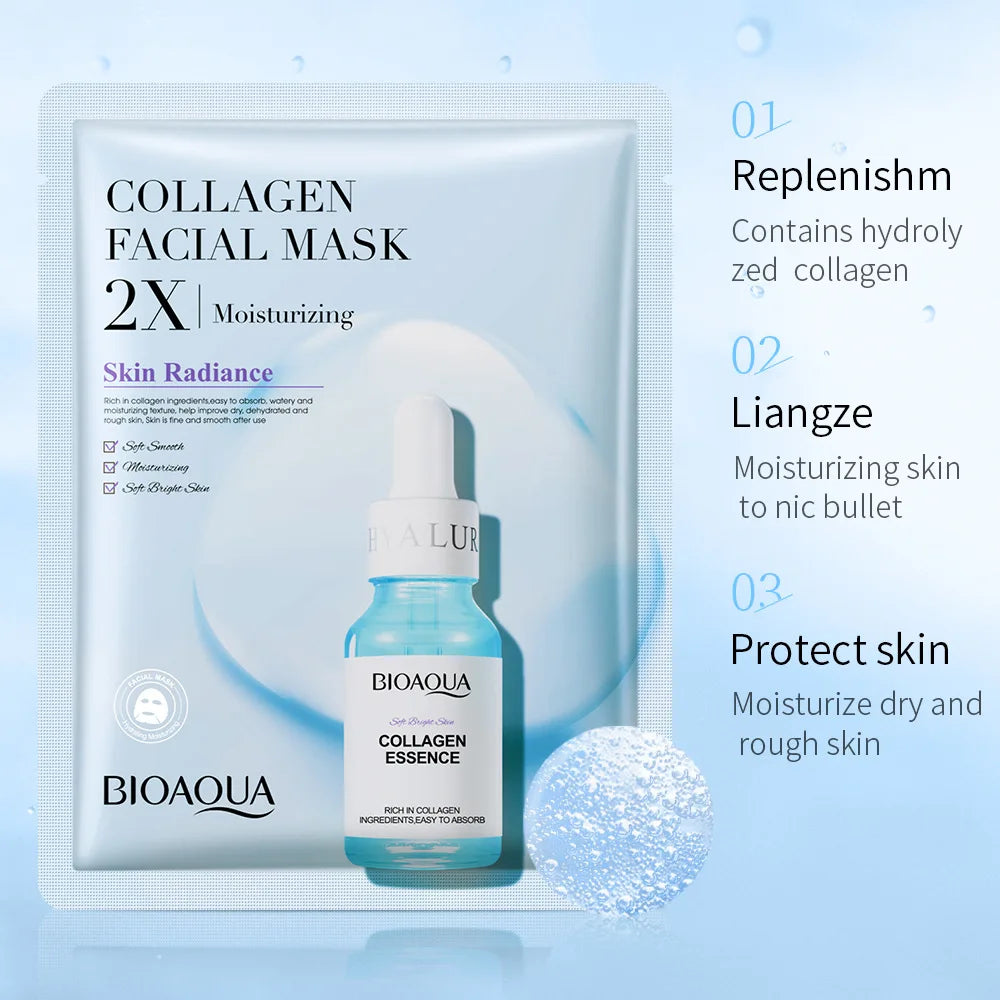 BIOAQUA Centella Collagen Hyaluronic Acid Sheet Mask 5–20PCS
