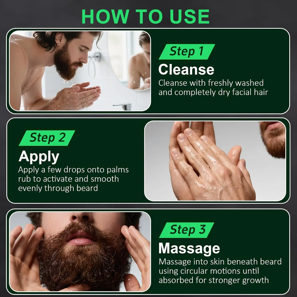 Beard Growth Oil Serum Men Grooming Soften Strengthen Styling Care
