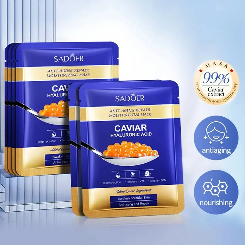 Sadoer Caviar & Hyaluronic Acid Face Masks 5-Pack | Brightening