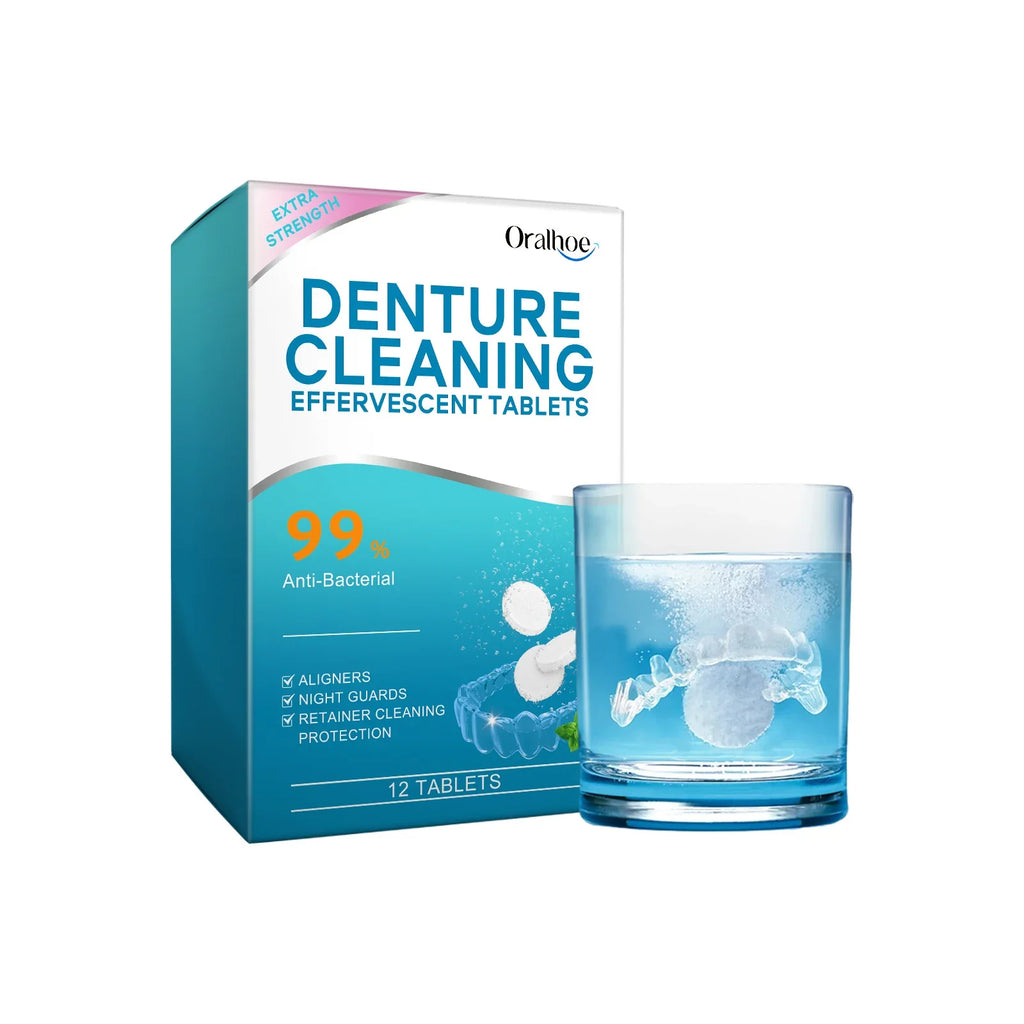 ORALHOE Denture Cleaning Tablets | Whitening & Antibacterial 12pk