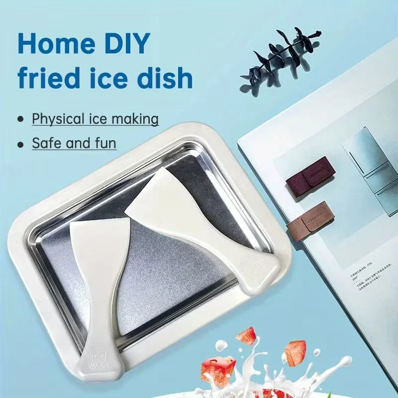 Household Ice Cream Maker Pan 1 Scraper Instant Rolled DIY Sorbet